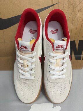Nike SB Heritage Vulc Men’s 8 White Red Gum‎ Skate Shoes NWOB